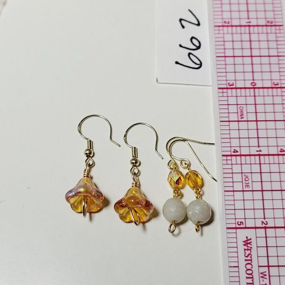 Artisan earrings  662# NEW bohemian Floral glass bead earrings Petite Amazonite - Picture 6 of 8